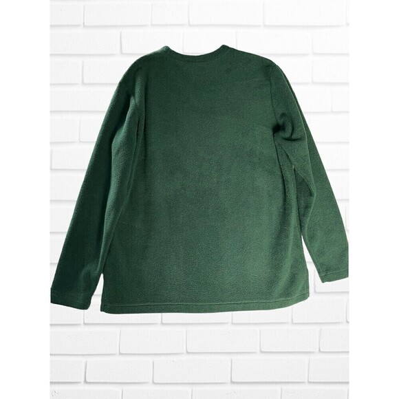 Basic Editions Women's Medium Sweater Cozy Fleece Green Reindeer Holiday - Picture 8 of 9